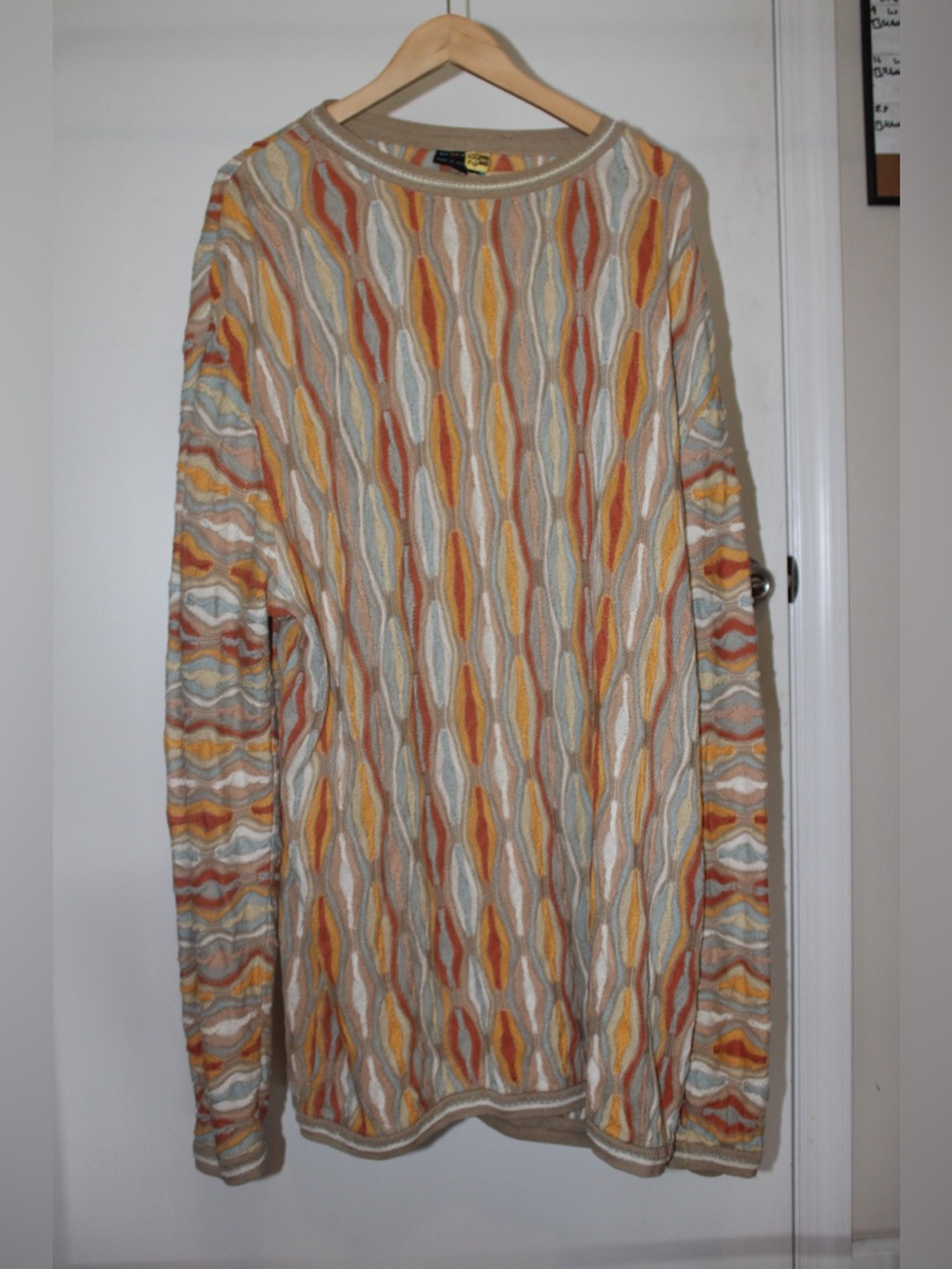Vintage Thrifted COOGI Australia Men's Multicolor Wave-Pattern Cable Knit